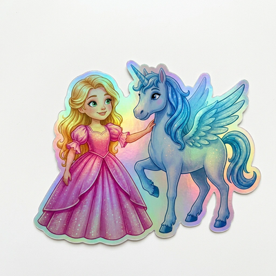 Anna Unicorn Holographic Sticker (3.71” x 3”) for Kids