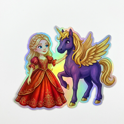 Anne Unicorn Holographic Sticker (3.71” x 3”) for Kids