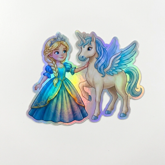 Annie Unicorn Holographic Sticker (3.71” x 3”) for Kids