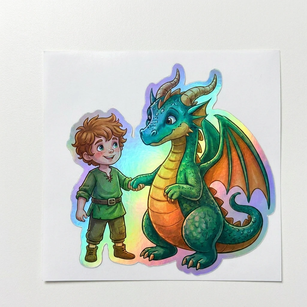 Archer Dragon Holographic Sticker (2.98” x 3”) for Kids