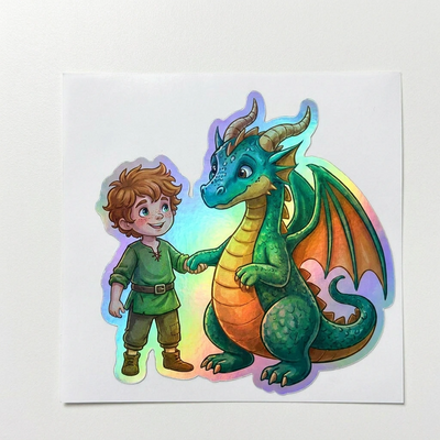 Archer Dragon Holographic Sticker (2.98” x 3”) for Kids