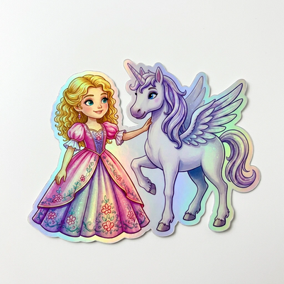 Arianna Unicorn Holographic Sticker (3.71” x 3”) for Kids