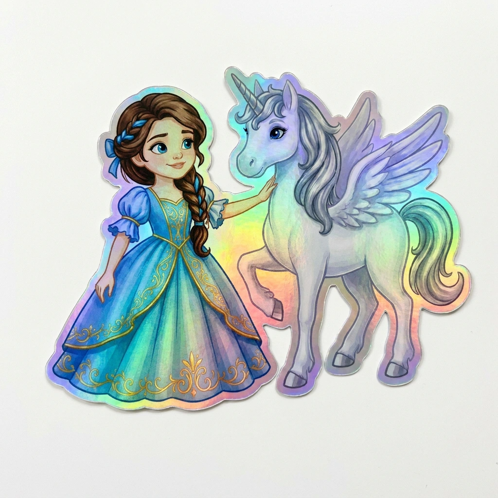 Ariella Unicorn Holographic Sticker (3.71” x 3”) for Kids