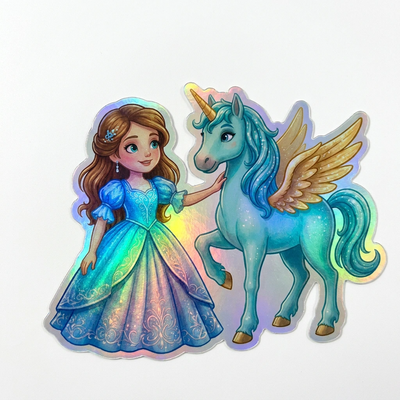 Arya Unicorn Holographic Sticker (3.71” x 3”) for Kids