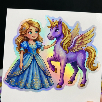 Ashley Unicorn Holographic Sticker (3.71” x 3”) for Kids