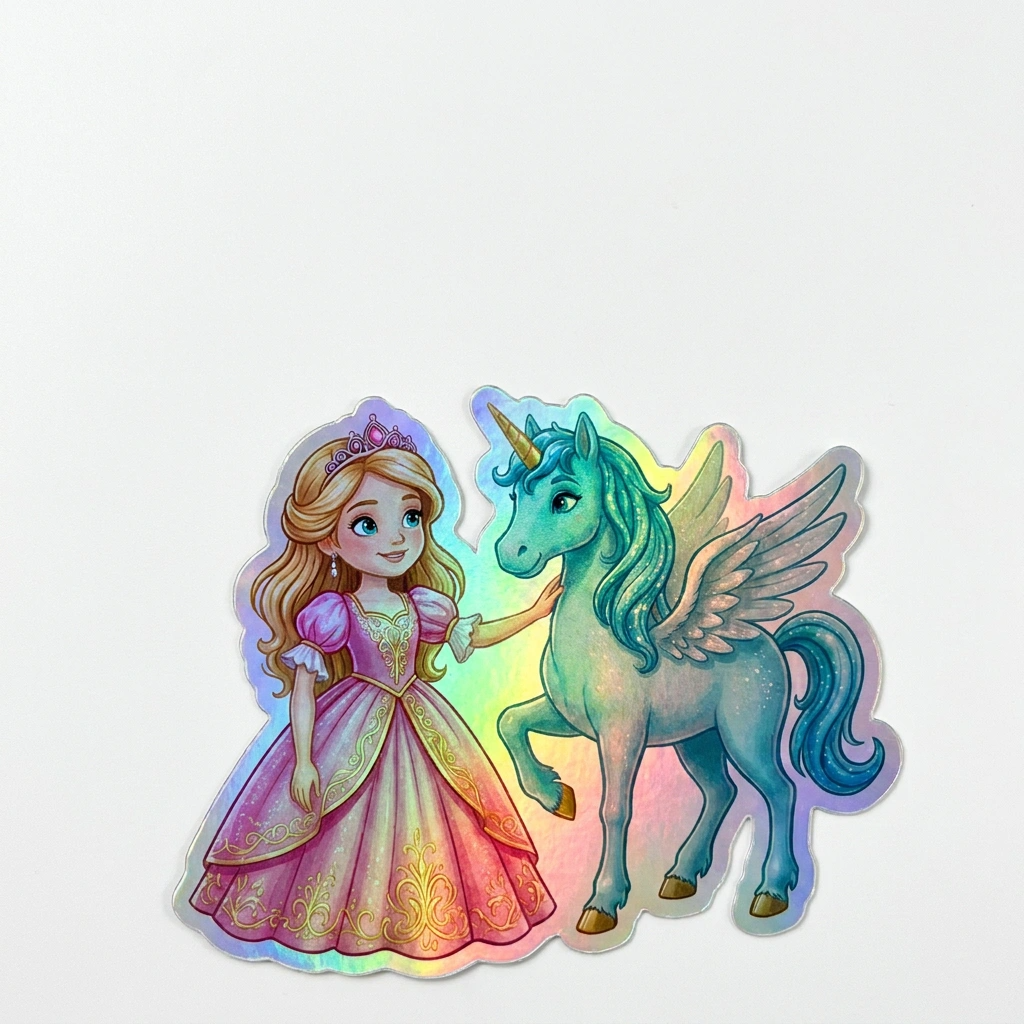 Ashlie Unicorn Holographic Sticker (3.71” x 3”) for Kids