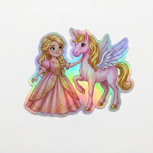 Aspen Unicorn Holographic Sticker (3.71” x 3”) for Kids