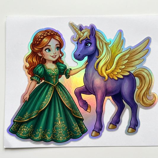 Astrid Unicorn Holographic Sticker (3.71” x 3”) for Kids