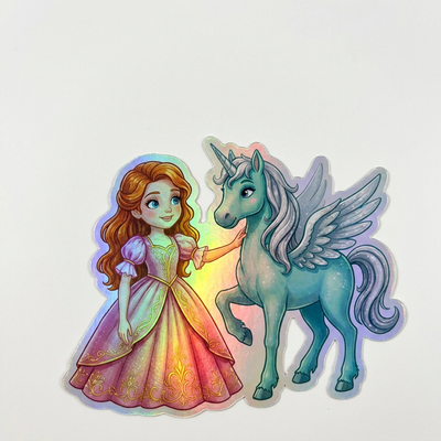 Athena Unicorn Holographic Sticker (3.71” x 3”) for Kids