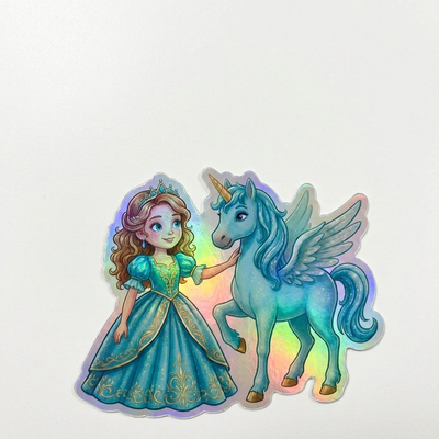 Audrey Unicorn Holographic Sticker (3.71” x 3”) for Kids