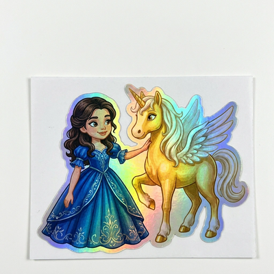 Audriana Unicorn Holographic Sticker (3.71” x 3”) for Kids