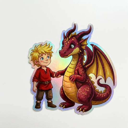 Aurelius Dragon Holographic Sticker (2.98” x 3”) for Kids