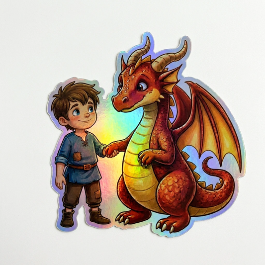 Austin Dragon Holographic Sticker (2.98” x 3”) for Kids
