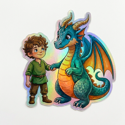 Ayden Dragon Holographic Sticker (2.98” x 3”) for Kids