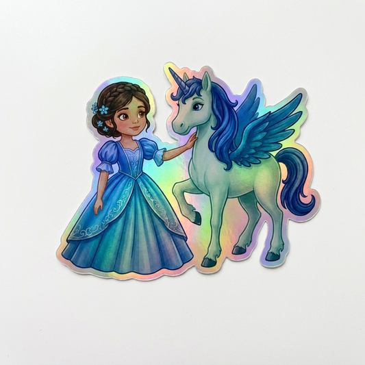 Ayla Unicorn Holographic Sticker (3.71” x 3”) for Kids