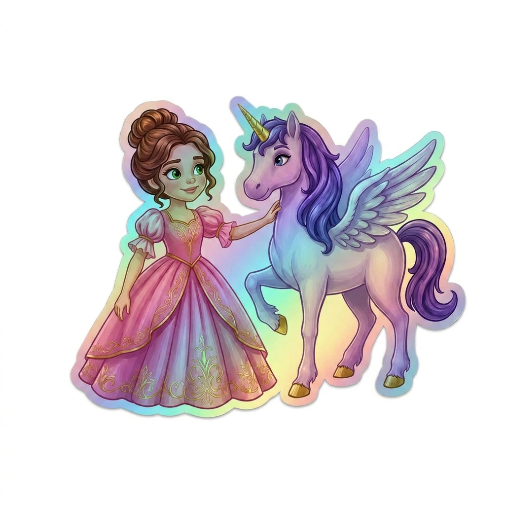 Bailey Unicorn Holographic Sticker (3.71” x 3”) for Kids