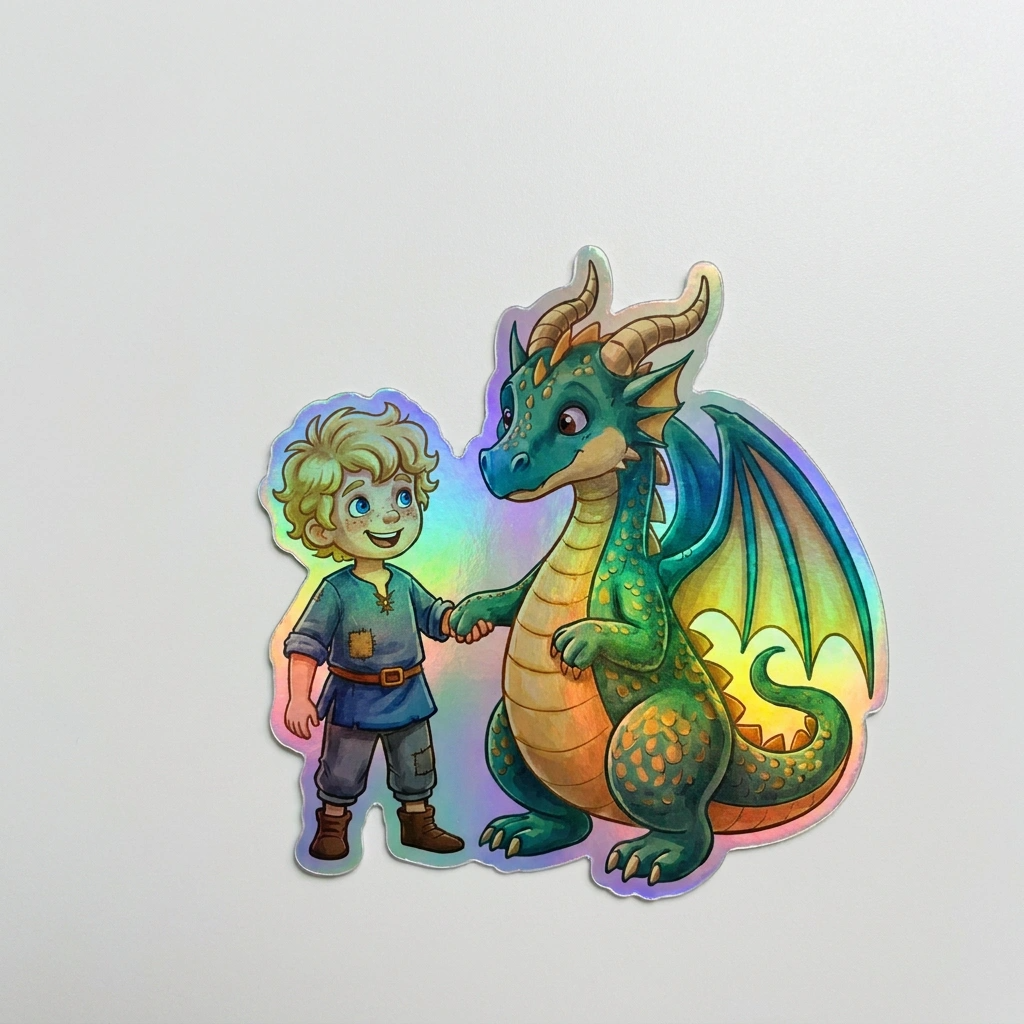 Barrett Dragon Holographic Sticker (2.98” x 3”) for Kids