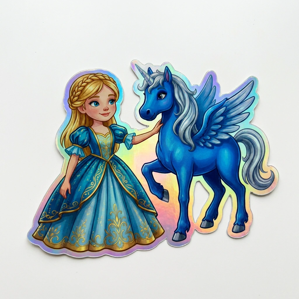 Beatrice Unicorn Holographic Sticker (3.71” x 3”) for Kids