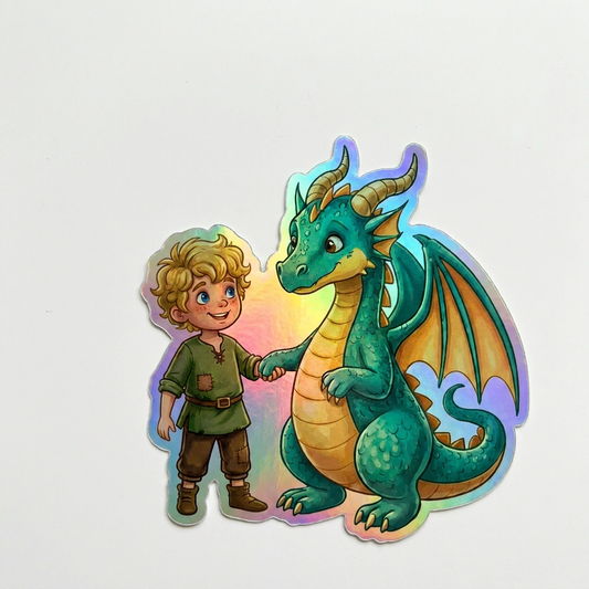 Beckett Dragon Holographic Sticker (2.98” x 3”) for Kids