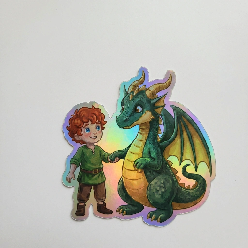 Beckham Dragon Holographic Sticker (2.98” x 3”) for Kids