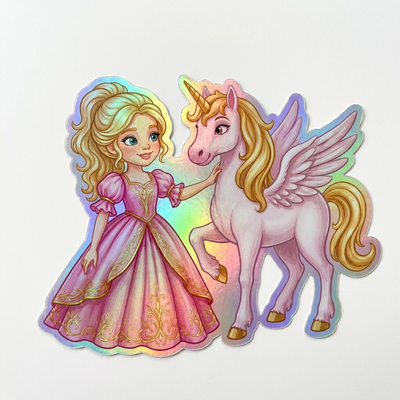 Blake Unicorn Holographic Sticker (3.71” x 3”) for Kids