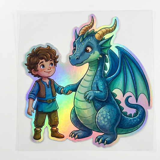 Bob Dragon Holographic Sticker (2.98” x 3”) for Kids