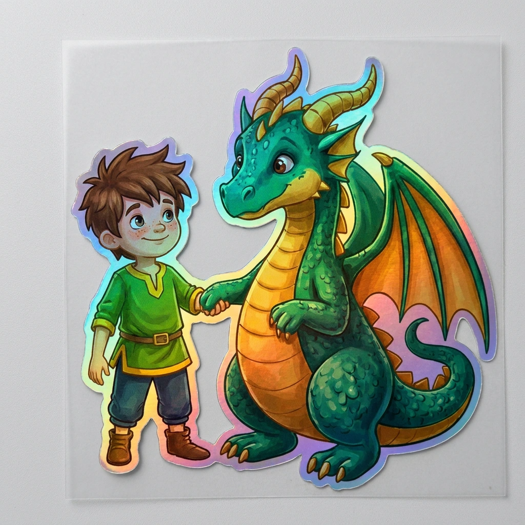 Brandan Dragon Holographic Sticker (2.98” x 3”) for Kids