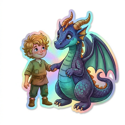 Braxton Dragon Holographic Sticker (2.98” x 3”) for Kids