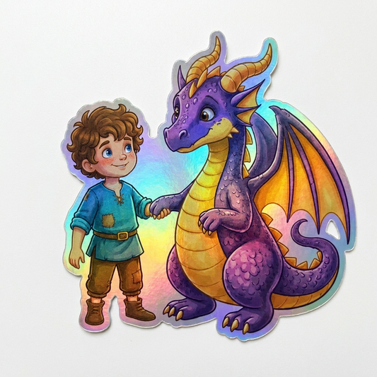 Brayden Dragon Holographic Sticker (2.98” x 3”) for Kids