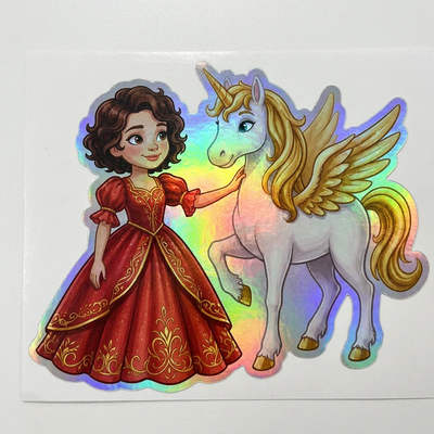 Bridget Unicorn Holographic Sticker (3.71” x 3”) for Kids