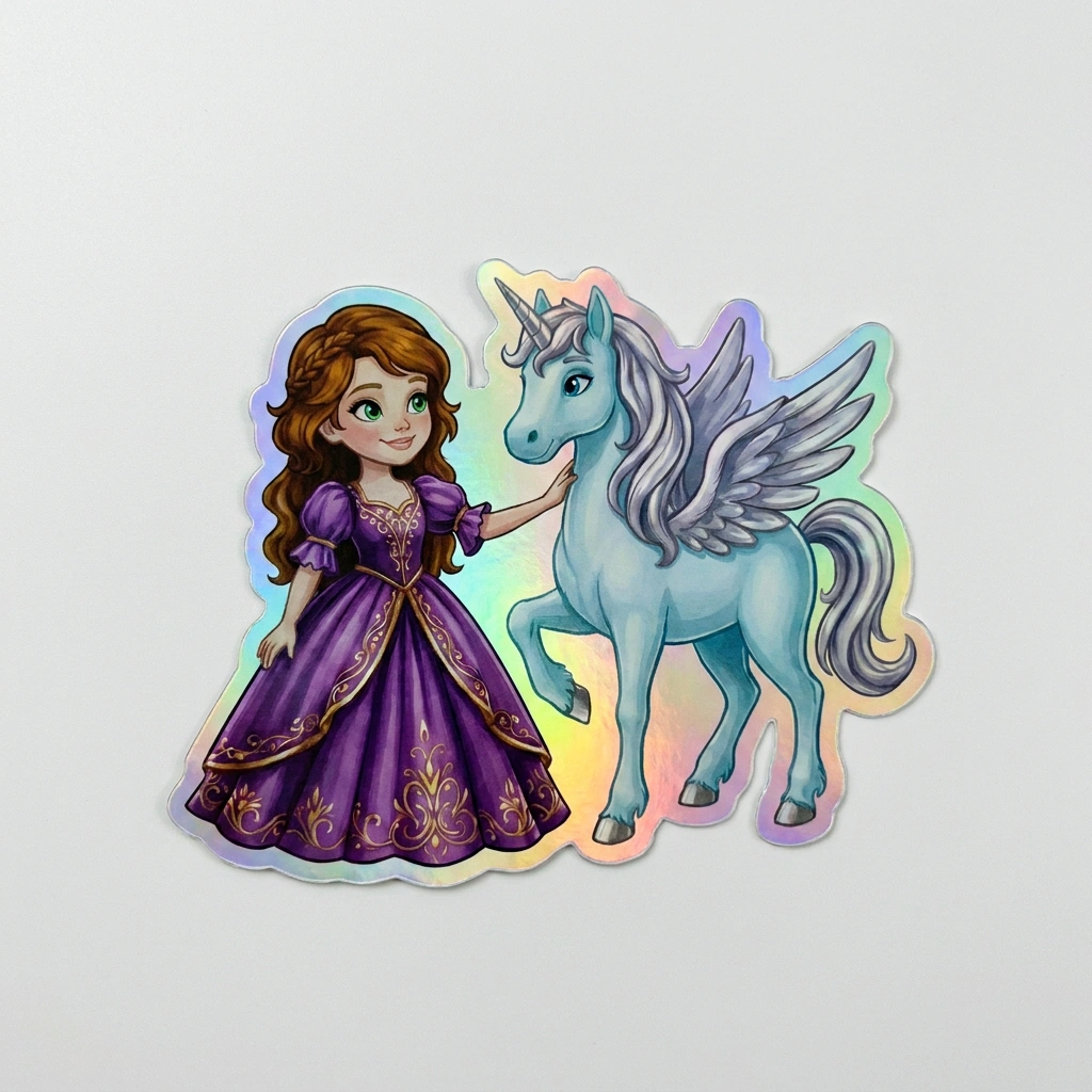 Briellee Unicorn Holographic Sticker (3.71” x 3”) for Kids