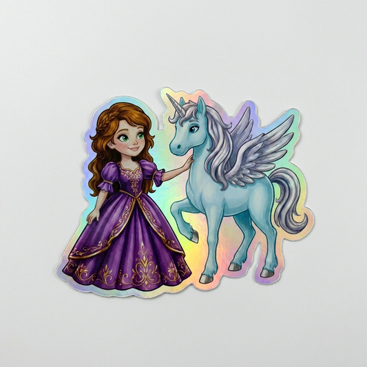 Briellee Unicorn Holographic Sticker (3.71” x 3”) for Kids