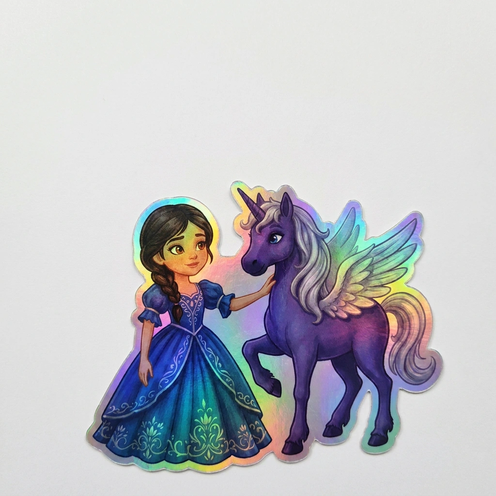 Brielle Unicorn Holographic Sticker (3.71” x 3”) for Kids