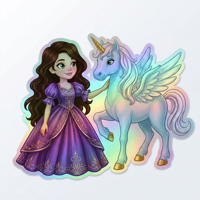 Briell Unicorn Holographic Sticker (3.71” x 3”) for Kids