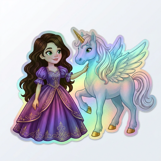 Briell Unicorn Holographic Sticker (3.71” x 3”) for Kids