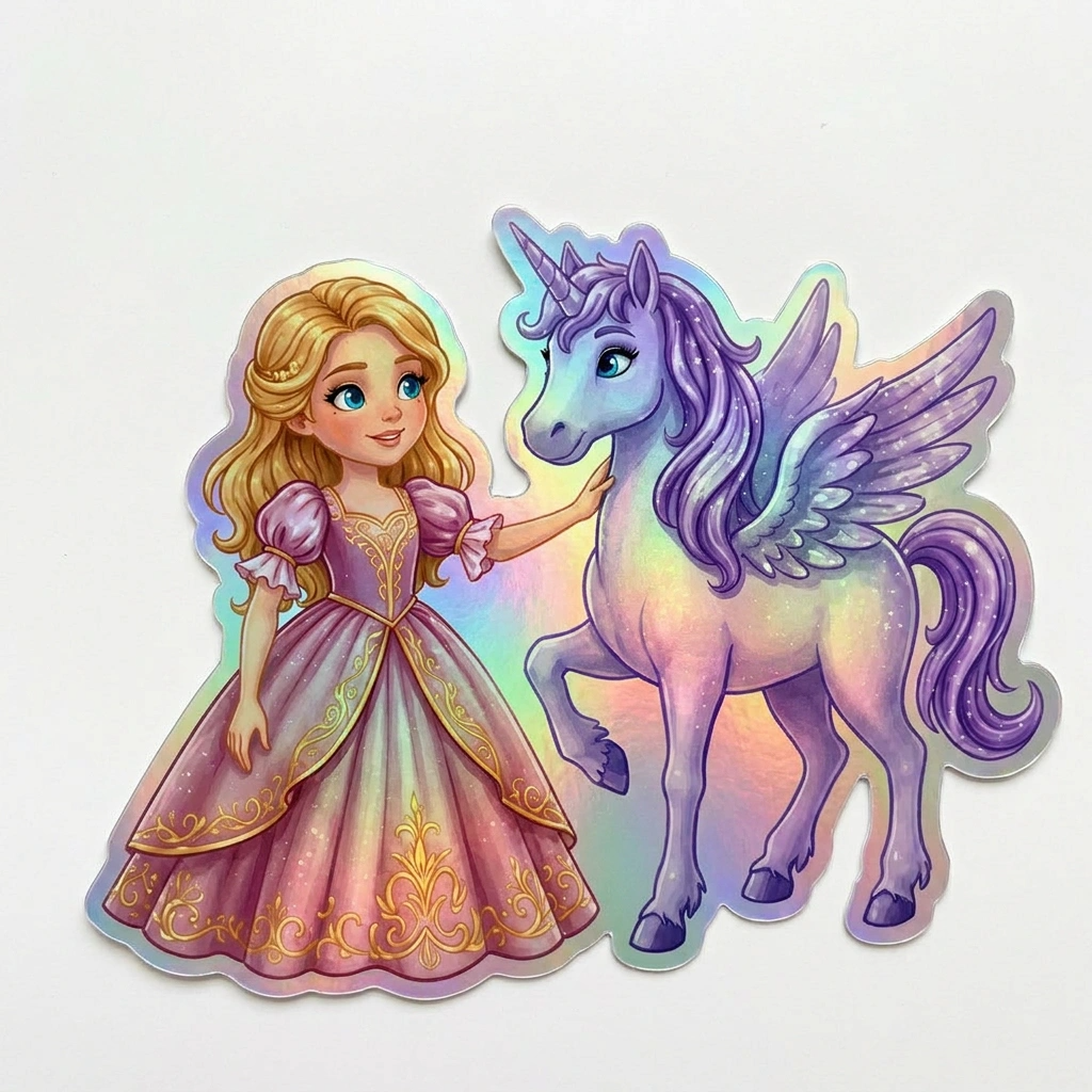 Brittany Unicorn Holographic Sticker (3.71” x 3”) for Kids