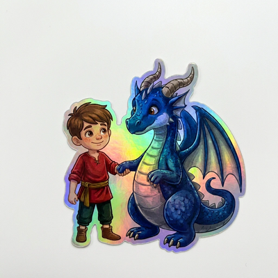 Brody Dragon Holographic Sticker (2.98” x 3”) for Kids