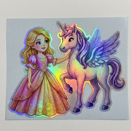 Brooke Unicorn Holographic Sticker (3.71” x 3”) for Kids