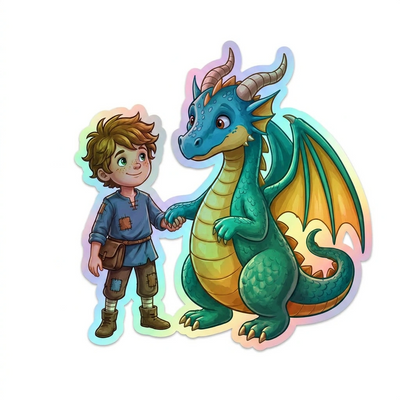 Brooks Dragon Holographic Sticker (2.98” x 3”) for Kids