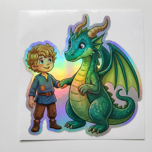 Bryan Dragon Holographic Sticker (2.98” x 3”) for Kids