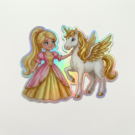 Brynlee Unicorn Holographic Sticker (3.71” x 3”) for Kids