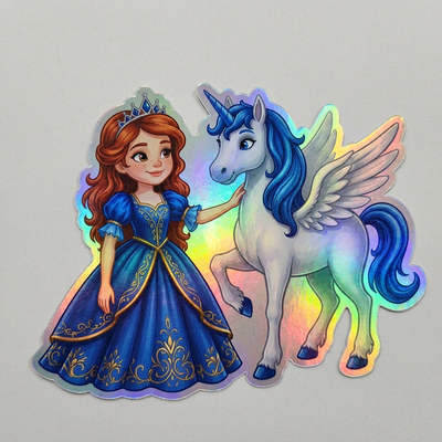 Brynn Unicorn Holographic Sticker (3.71” x 3”) for Kids