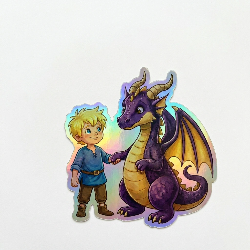 Bryson Dragon Holographic Sticker (2.98” x 3”) for Kids
