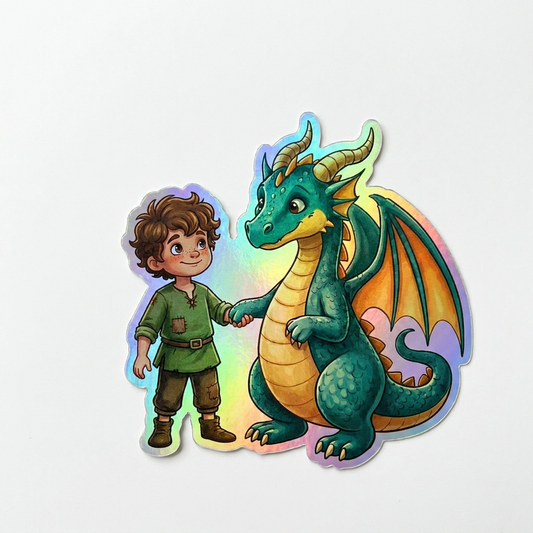Callum Dragon Holographic Sticker (2.98” x 3”) for Kids