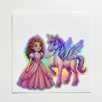 Camila Unicorn Holographic Sticker (3.71” x 3”) for Kids