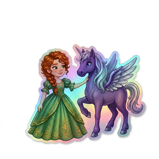 Carol Unicorn Holographic Sticker (3.71” x 3”) for Kids
