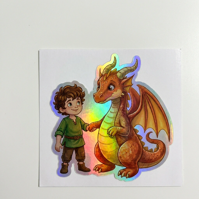 Carter Dragon Holographic Sticker (2.98” x 3”) for Kids