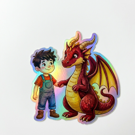 Caspian Dragon Holographic Sticker (2.98” x 3”) for Kids