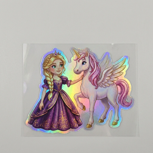 Catherine Unicorn Holographic Sticker (3.71” x 3”) for Kids