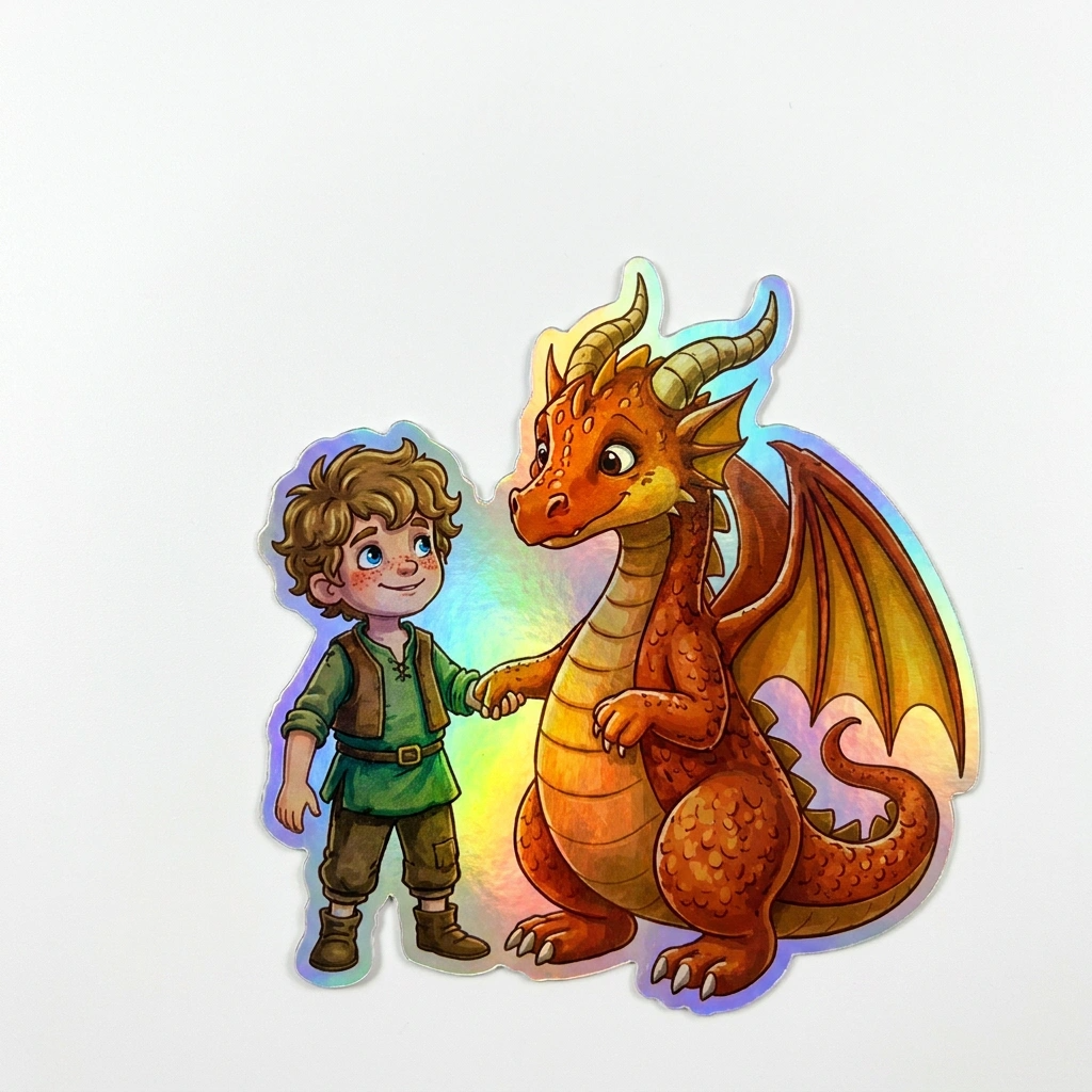 Charles Dragon Holographic Sticker (2.98” x 3”) for Kids